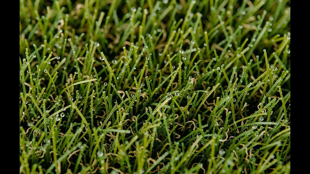 Détail texture réaliste de gazon synthétique premium avec brins verts